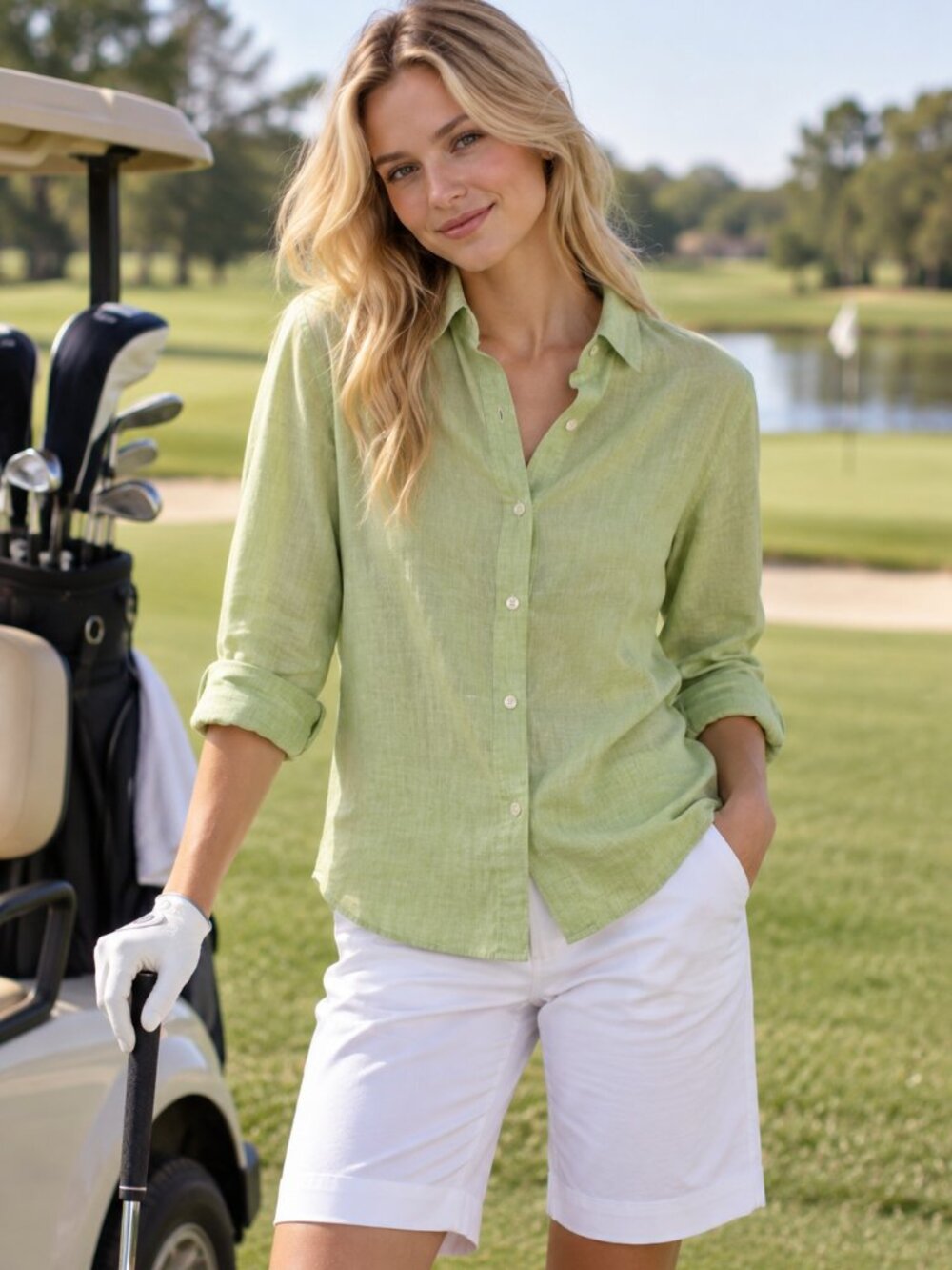 Banana Republic green 100% linen button-up shirt - XL - EUC